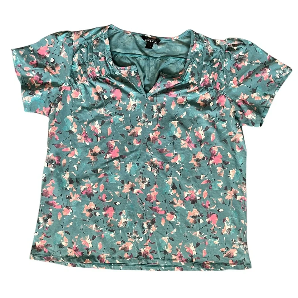 Nicole Miller Floral Blouse Size Large - Picture 2 of 5